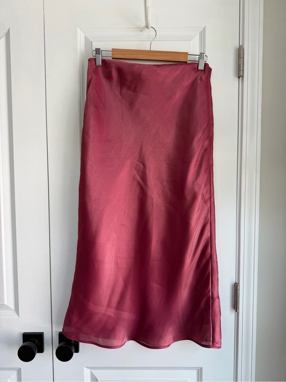By Anthropologie Liquid Shine Bias Cut Skirt Berry Pink Size Medium